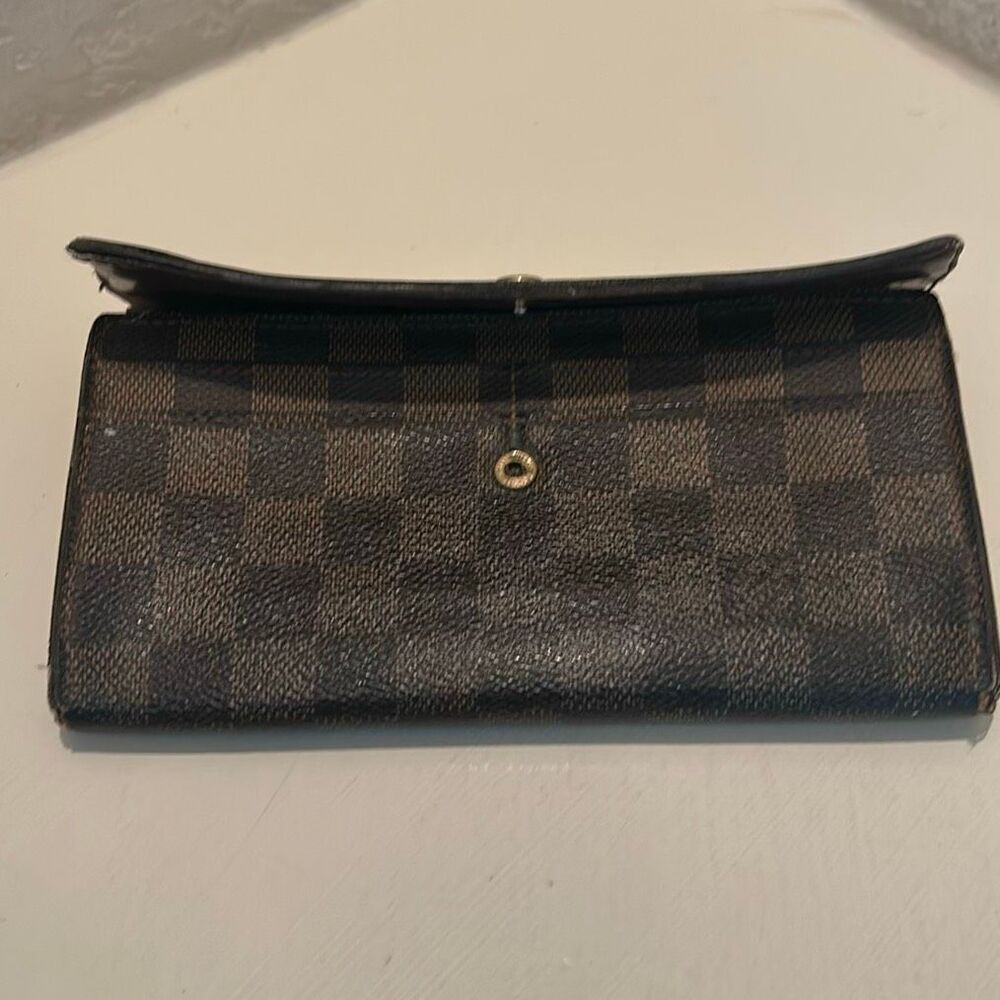 Louis Vuitton Damier Ebene Sarah Wallet Brown Checkered Longline Iconic Luxury - Picture 8 of 10